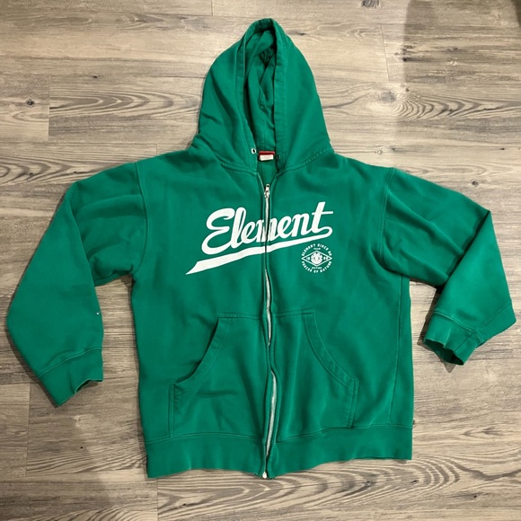 Element Green Skater Sweater Zip Up Hoodie Jacket Y2K - Picture 1 of 4